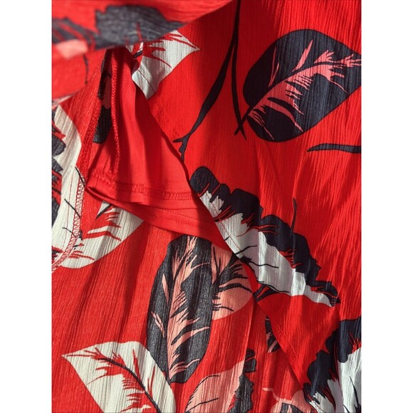 Express Women’s Red Leaf Print Wrap Skirt Size Medium NWT Flowing Midi Skirt - Picture 5 of 7